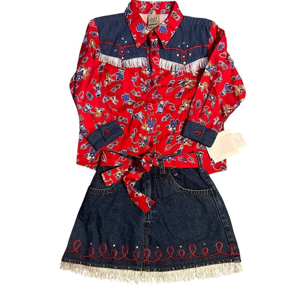 Go Kids Western Set.  Skirt and Long Sleeve Button Down.  NWT Size 5